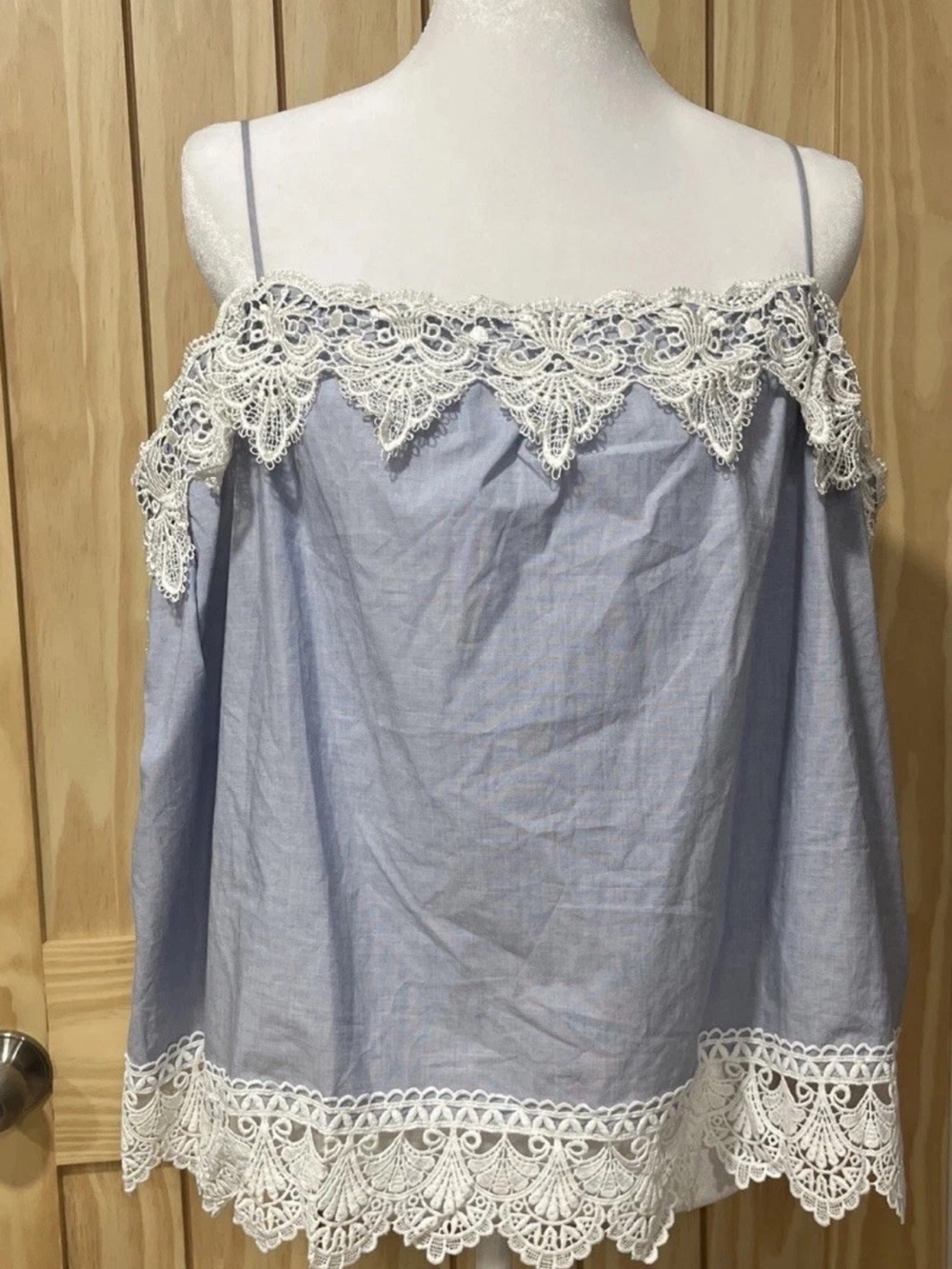 Light Blue Lace-Trim Women's Cami Top